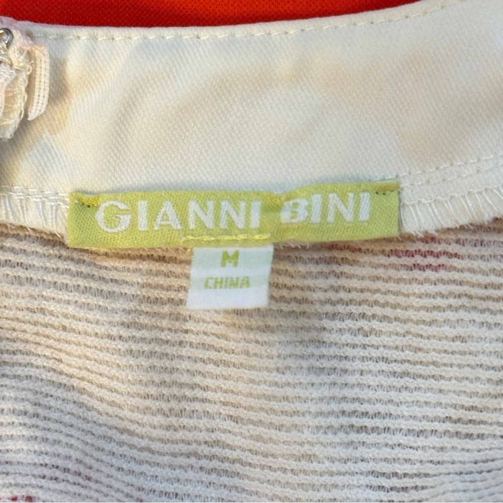 Gianni Bini Womens Colorblock Popcorn Knit Mini Dress Orange Navy Cream Size M - Picture 10 of 11